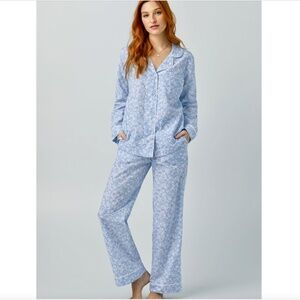 BEDHEAD Something Blue Woven Cotton/Silk Long Sleeve PJ Set - S
